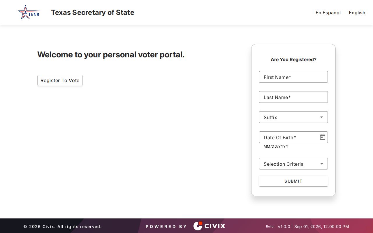 Marshall residents directory Texas voter lookup screen