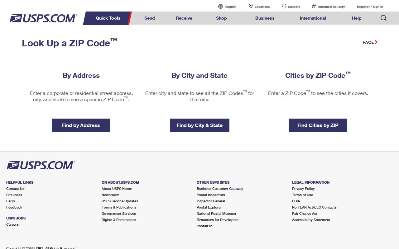 Marshall ZIP code directory USPS lookup screen